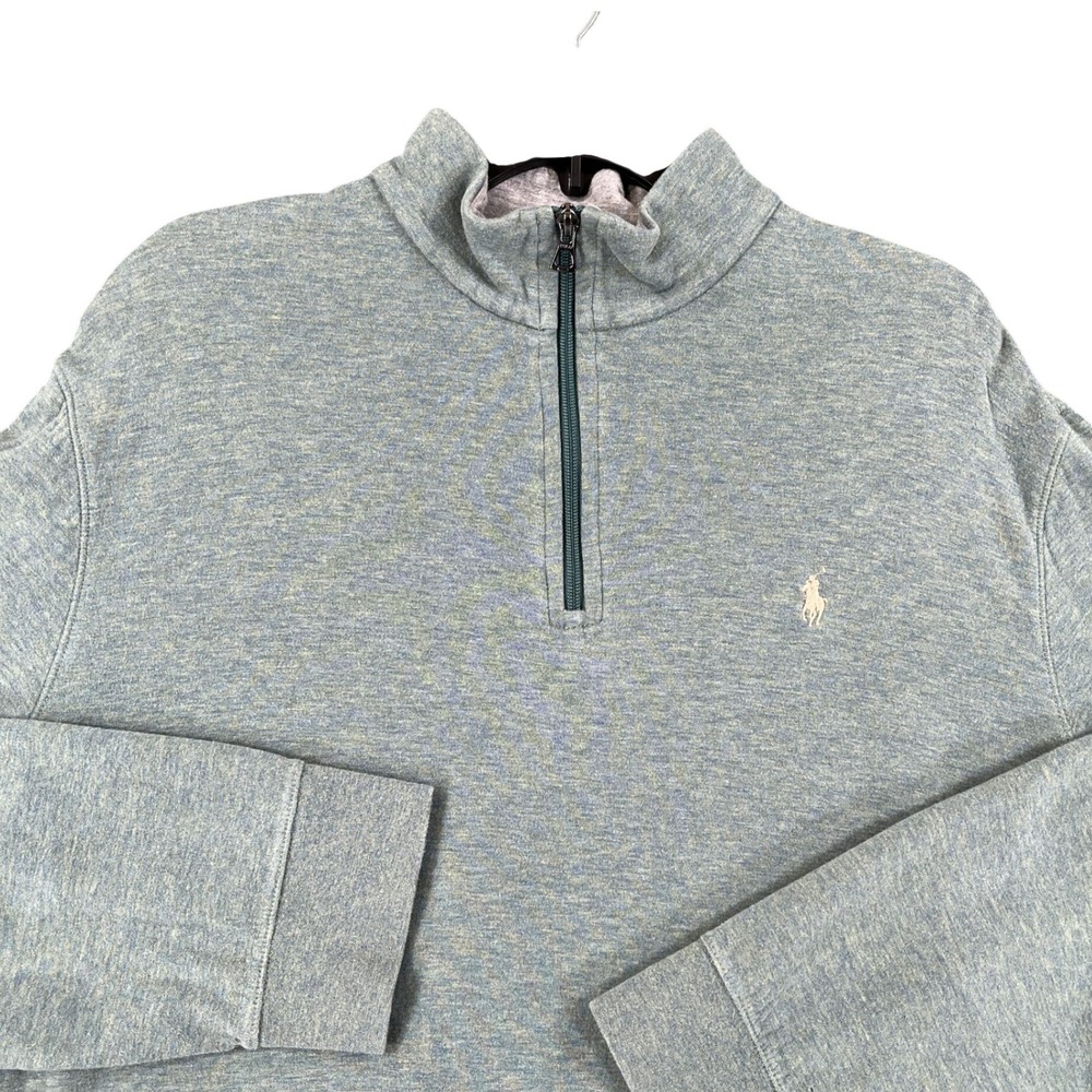 Polo Ralph Lauren Quarter Zip Pullover Men XL Green Heather Knit Pony Sweater